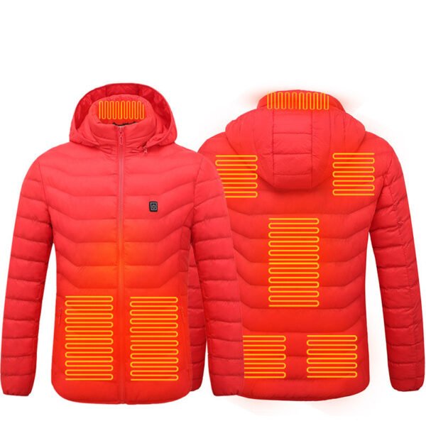 Men Heated Puffer Jacket Electric Heating Coat Insulated Hood Windbreaker 9Heat Zones - Image 2